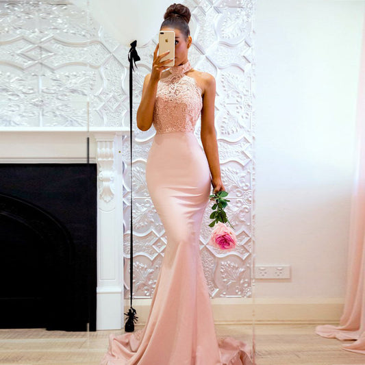 Lace Halter Maxi Dress