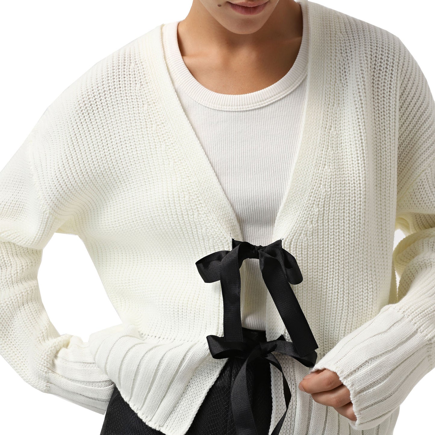 French-style Bow Sweater Cardigan