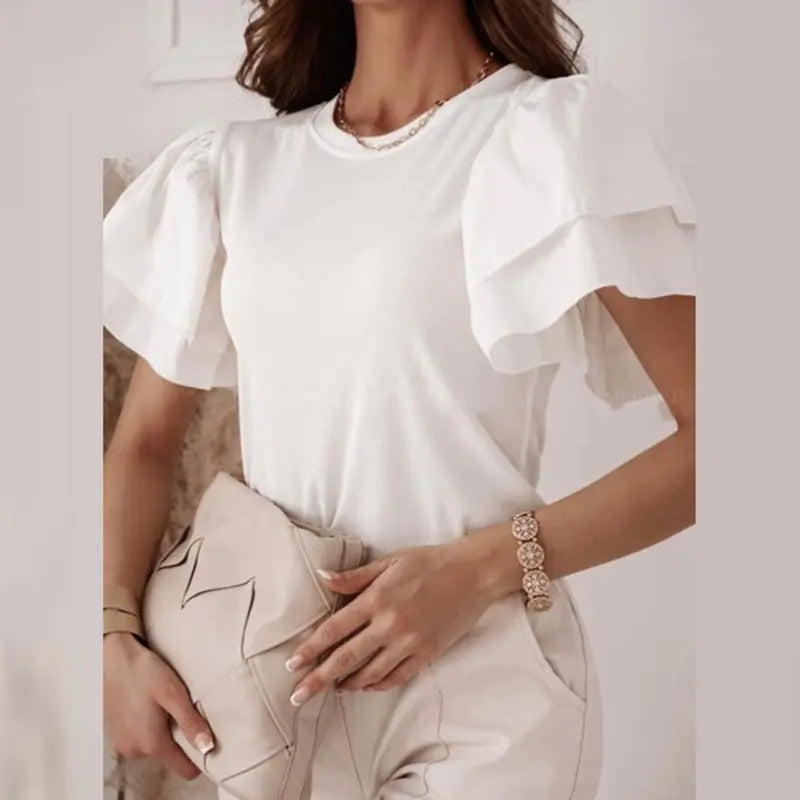 Ruffle Short Sleeve Blouse