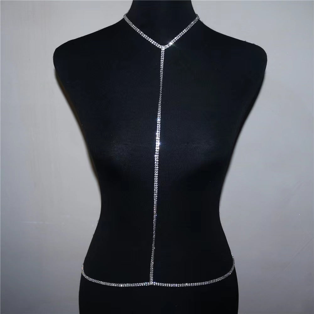 Rhinestone Body Chain + Bra Top