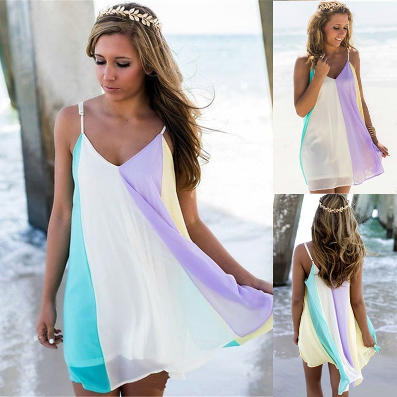 Chiffon Multi-colour Sling Dress