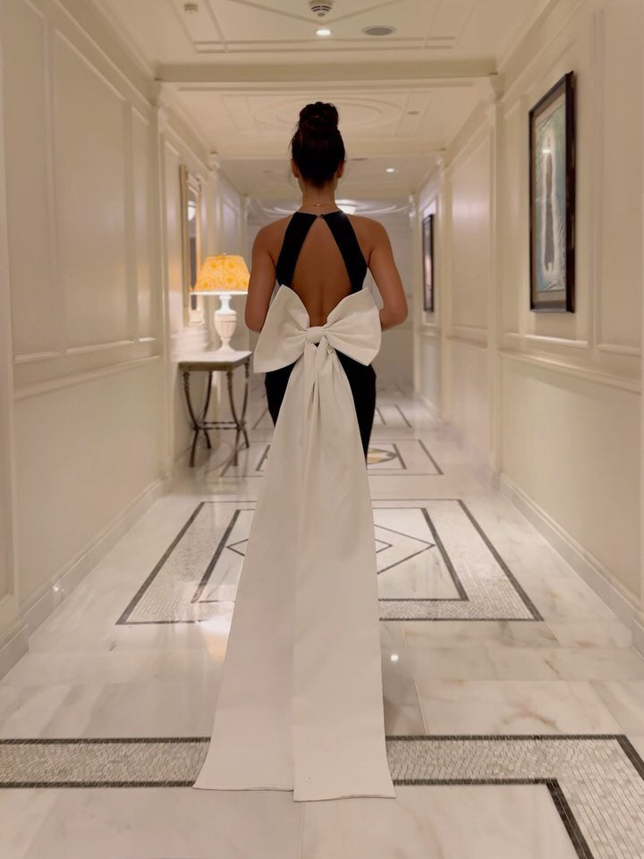 Large Back Bow Sleeveless Maxi Dress