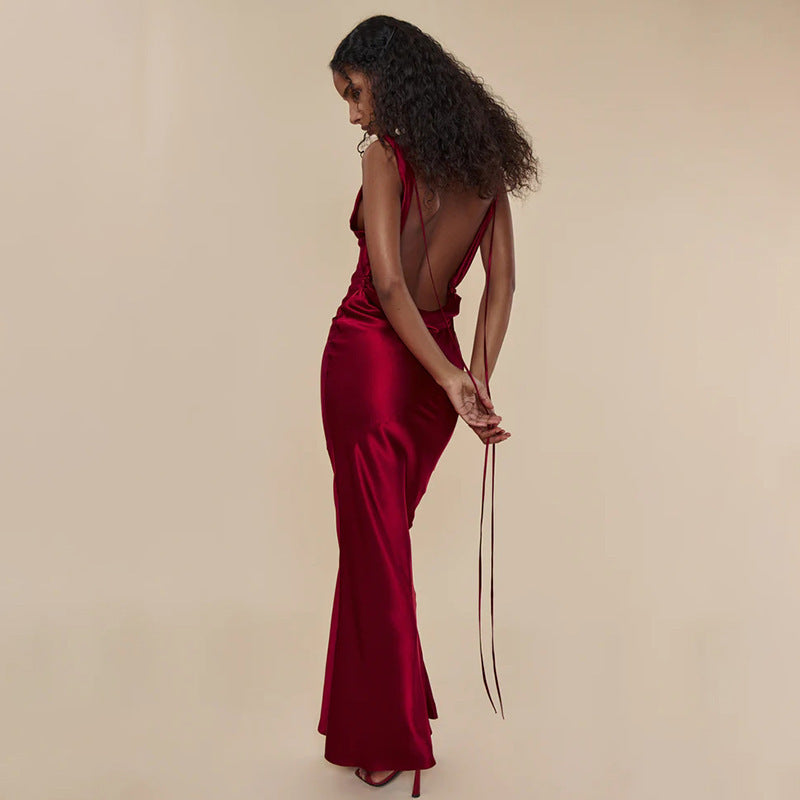 Satin Cross-back Maxi Dress