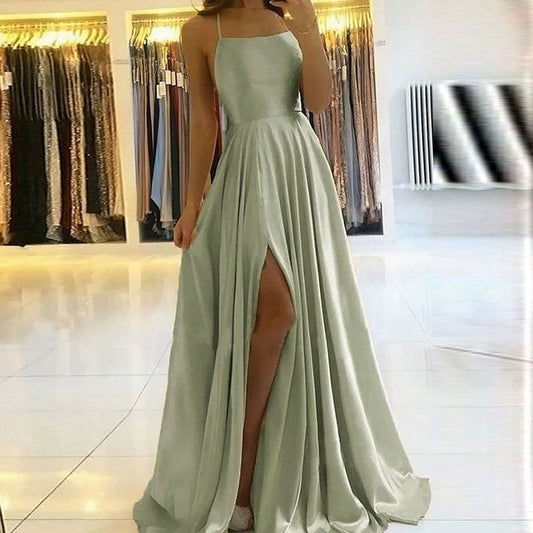 Vestido largo de satén