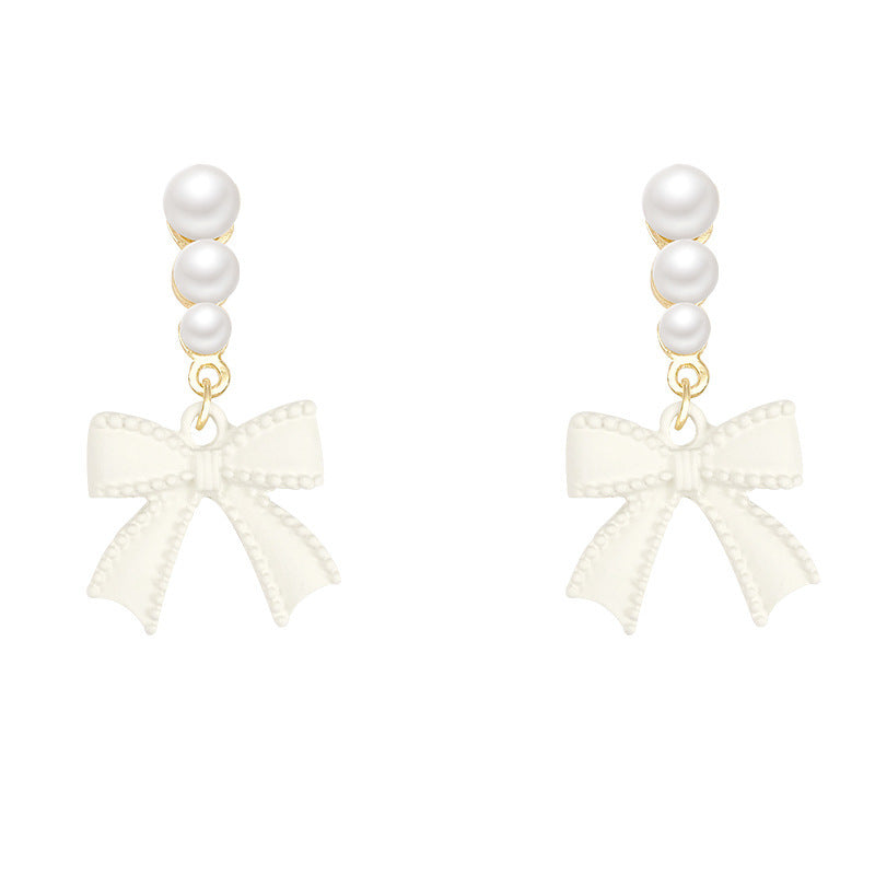 Bow Pearl Drop Earrings
