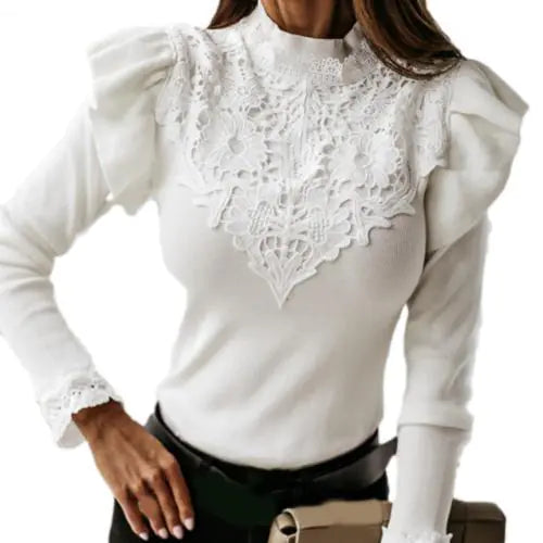 Ruffle Lace Long Sleeve Blouse