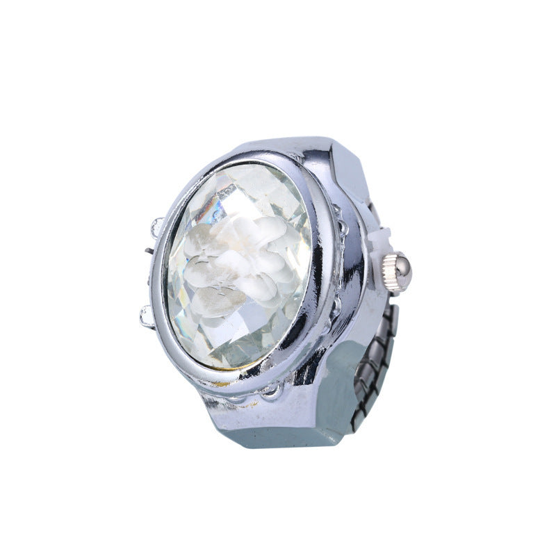 Oval Three Dimensional Flower Flip Finger Watch