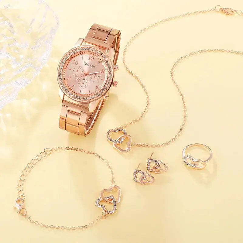 Luxury 5-piece Watch and Jewelry Set