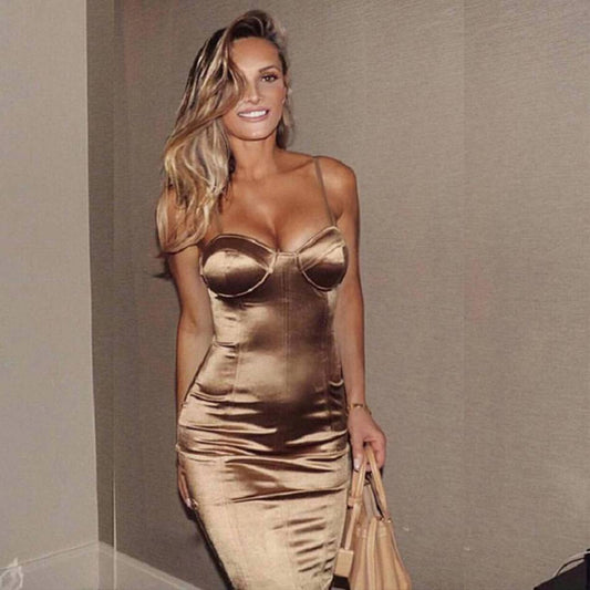 Satin Suspender Strap Sleeveless Dress