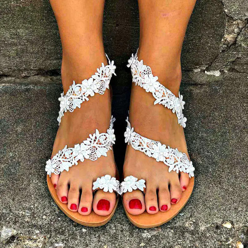 Flowers Flat Sandals