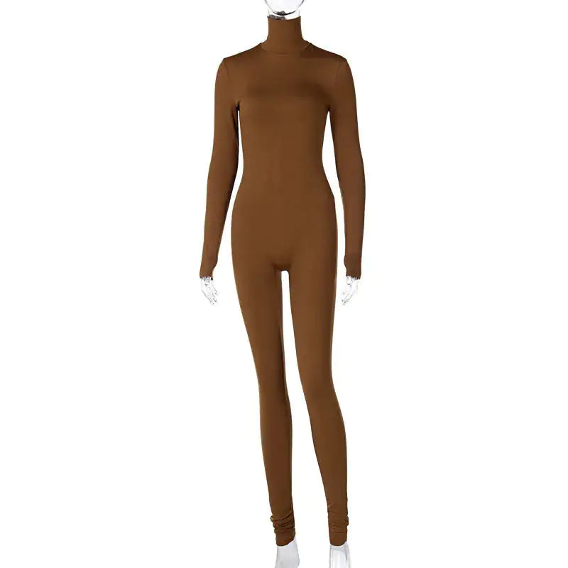 Turtle-neck Long Sleeve Jumpsuit