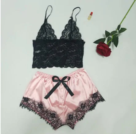 Lace Satin 2-piece Sleepwear Set