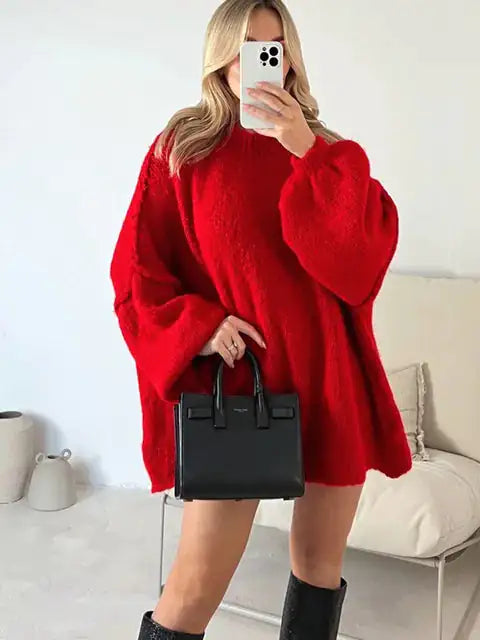 Knitted Over-sized Long Sleeve Sweater