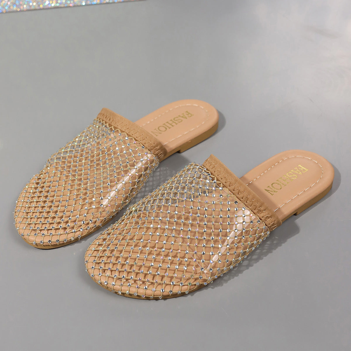 Hollow Rhinestones Flat Sandals