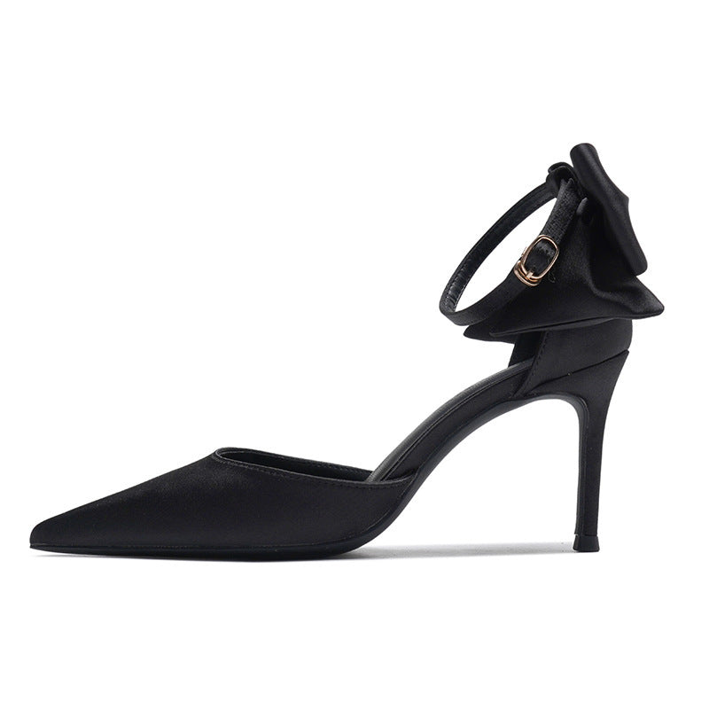 Bow Buckle Hollow High Heel Shoes