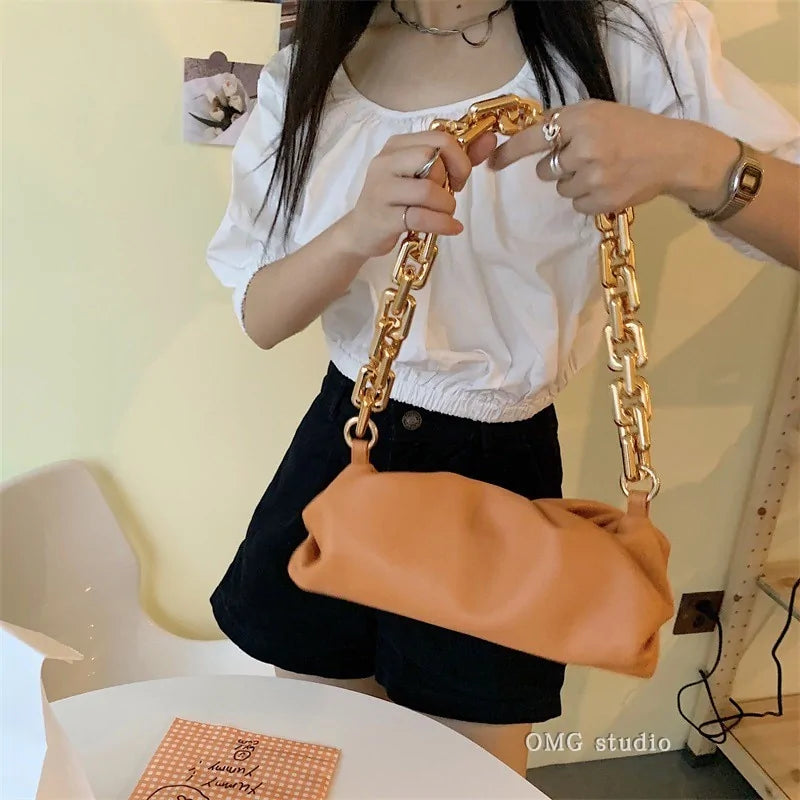 Chain Strap Soft PU Leather Cloud Bag