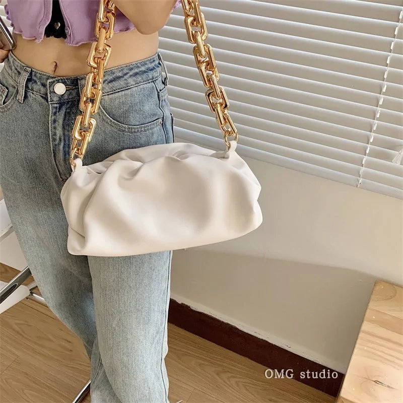 Chain Strap Soft PU Leather Cloud Bag