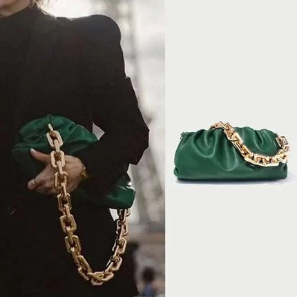 Chain Strap Soft PU Leather Cloud Bag