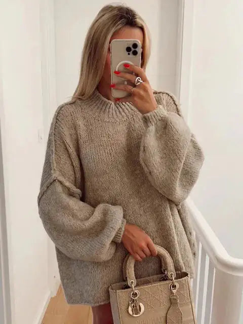 Knitted Over-sized Long Sleeve Sweater