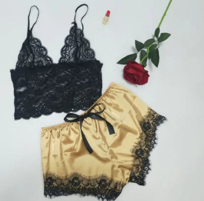 Lace Satin 2-piece Sleepwear Set