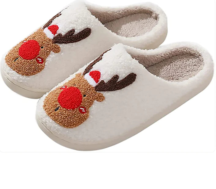 Reindeer Print Christmas Slippers