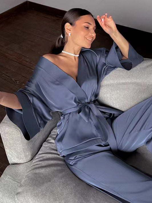 Satin Lace Two-piece Pajamas Set