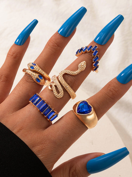 Snake-design Five Piece Ring Set