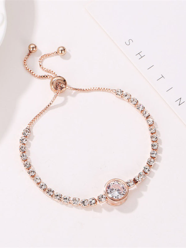 Pulsera de diamantes con circonitas en forma de corazón 