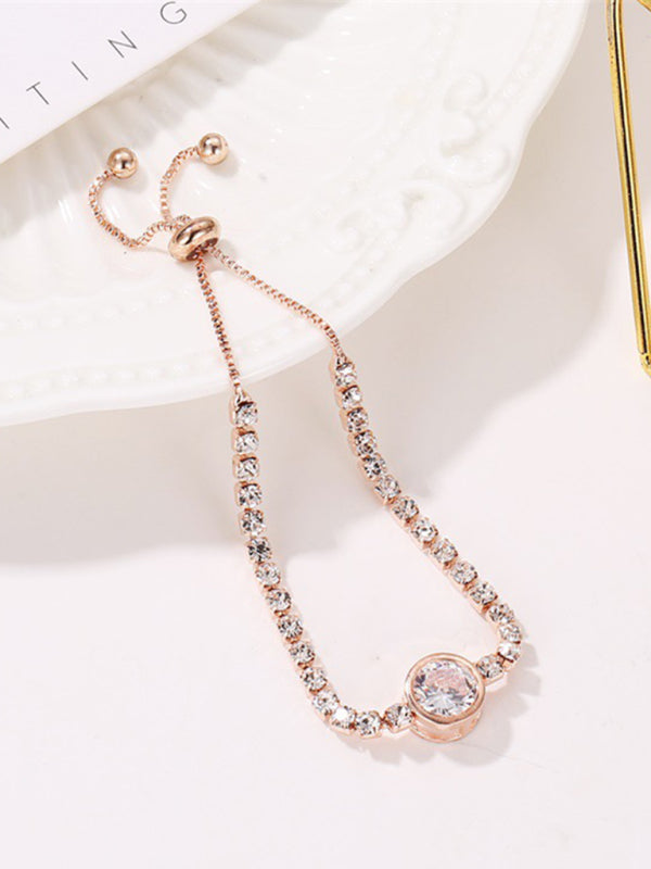 Pulsera de diamantes con circonitas en forma de corazón 