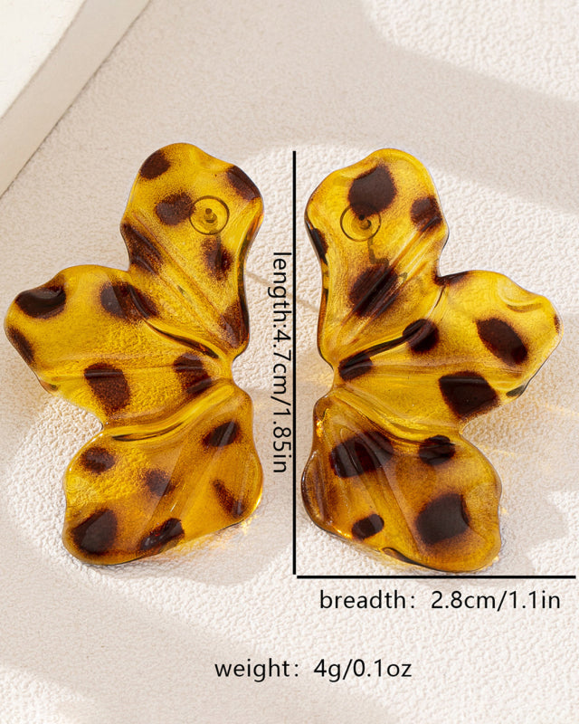 Leopard Print Large Flower Earrings