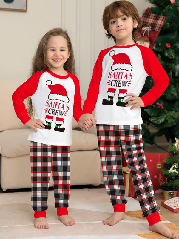 Christmas Print Plaid Two-piece Parent-child Homewear Set