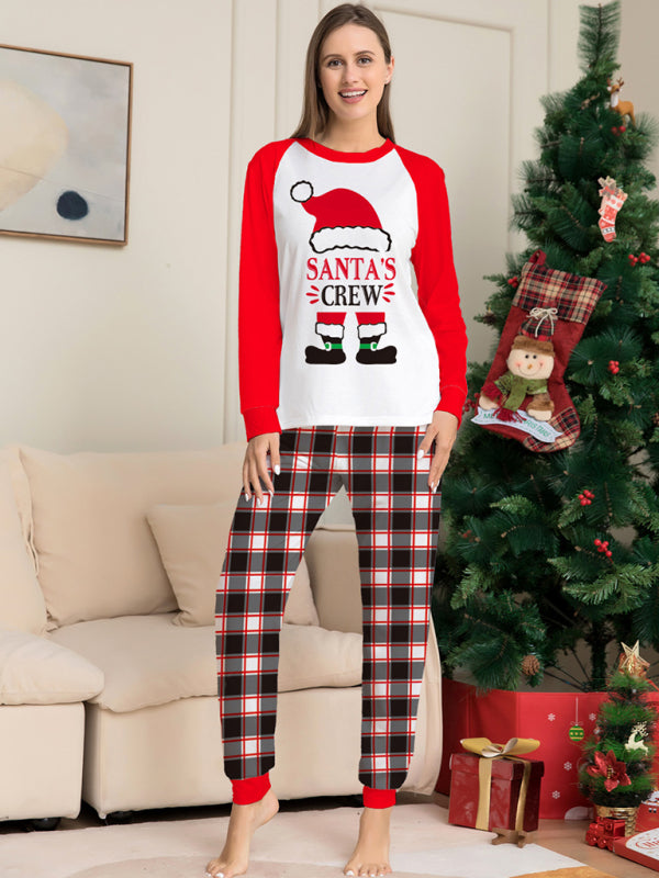 Christmas Print Plaid Two-piece Parent-child Homewear Set