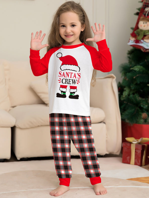 Christmas Print Plaid Two-piece Parent-child Homewear Set