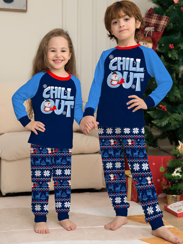 Christmas Print Snowflake Parent-child Long-sleeved Homewear Set