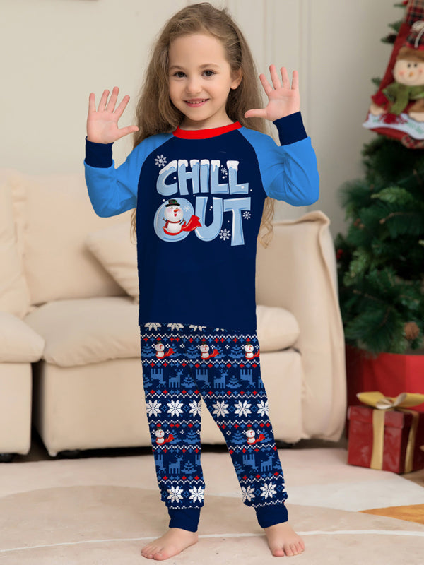 Christmas Print Snowflake Parent-child Long-sleeved Homewear Set