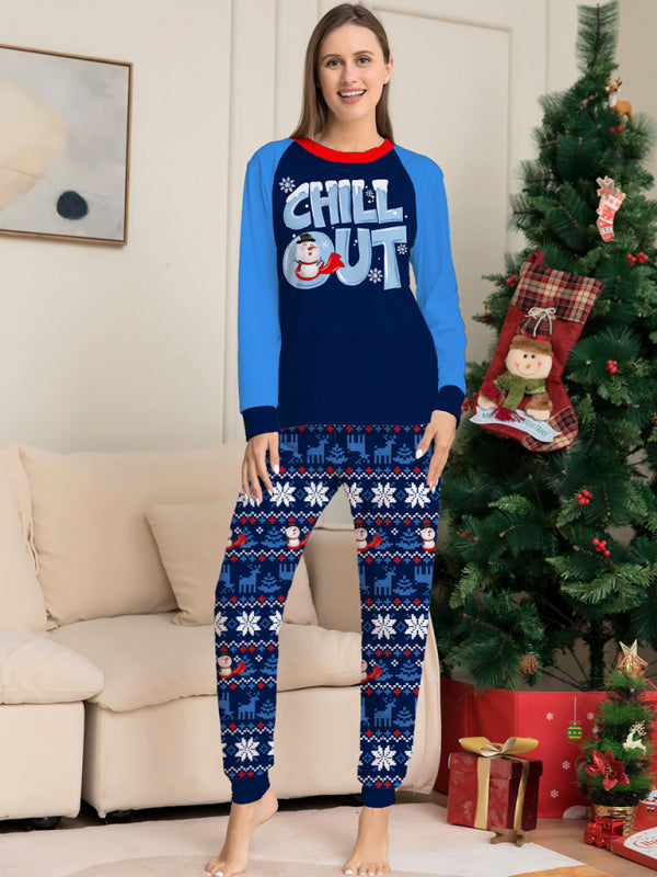 Christmas Print Snowflake Parent-child Long-sleeved Homewear Set