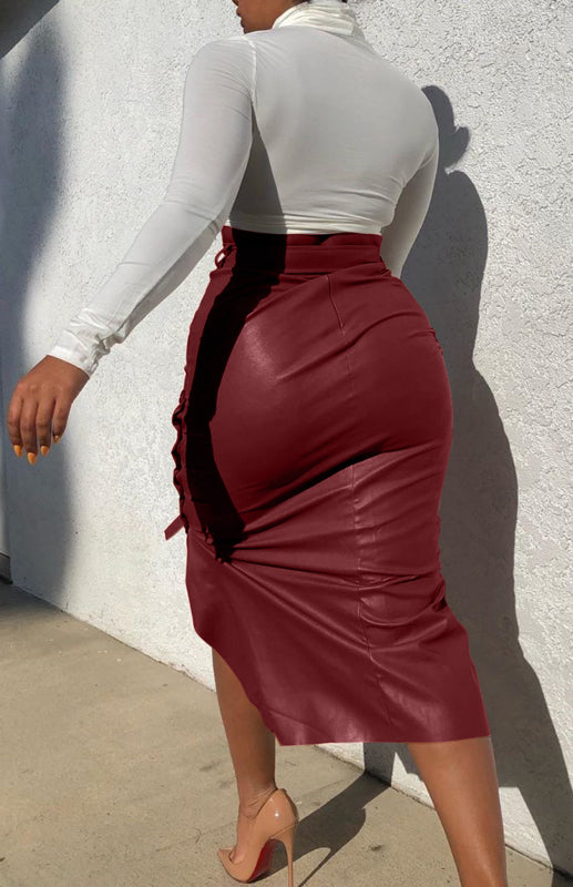 Ladies Slit Mid Length Slim Skirt - Arabella's Couture 