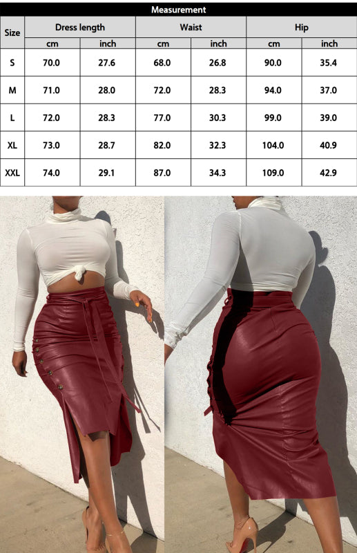Ladies Slit Mid Length Slim Skirt - Arabella's Couture 