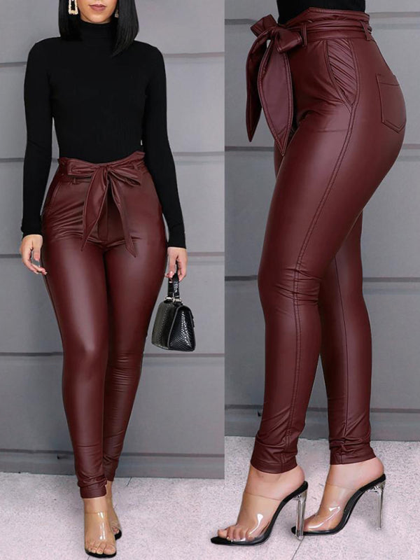 PU Leather Trousers (with Belt)