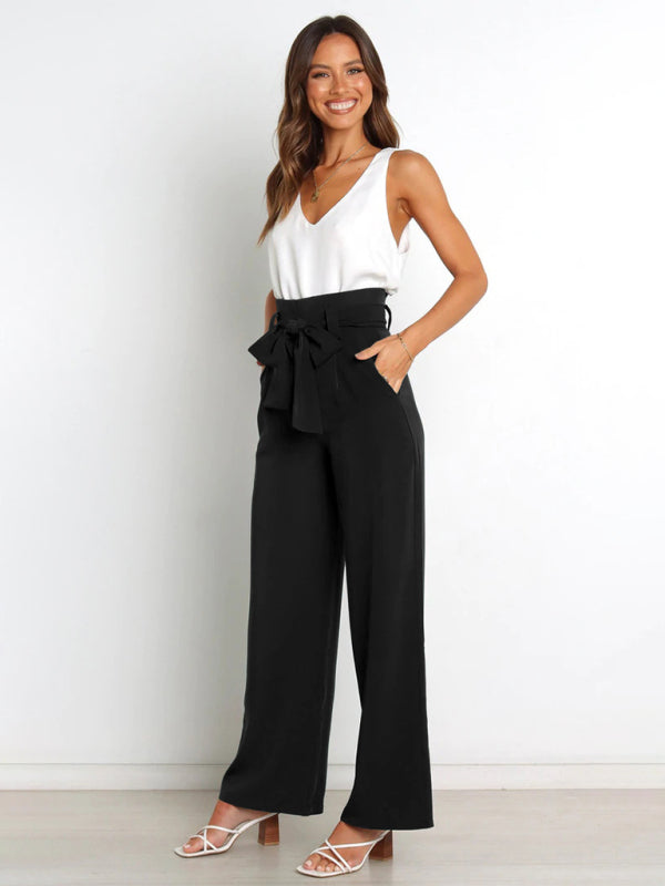 Belted Wide-Leg Trousers - Arabella's Couture 