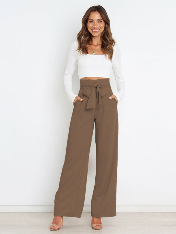 Belted Wide-Leg Trousers - Arabella's Couture 