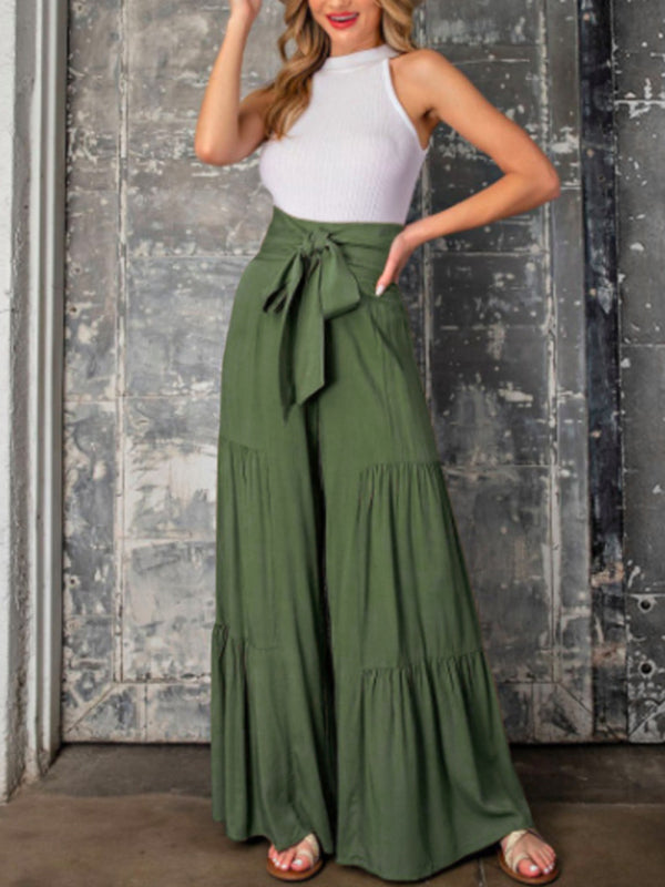 Elastic Waist Wide-leg Trousers - Arabella's Couture 