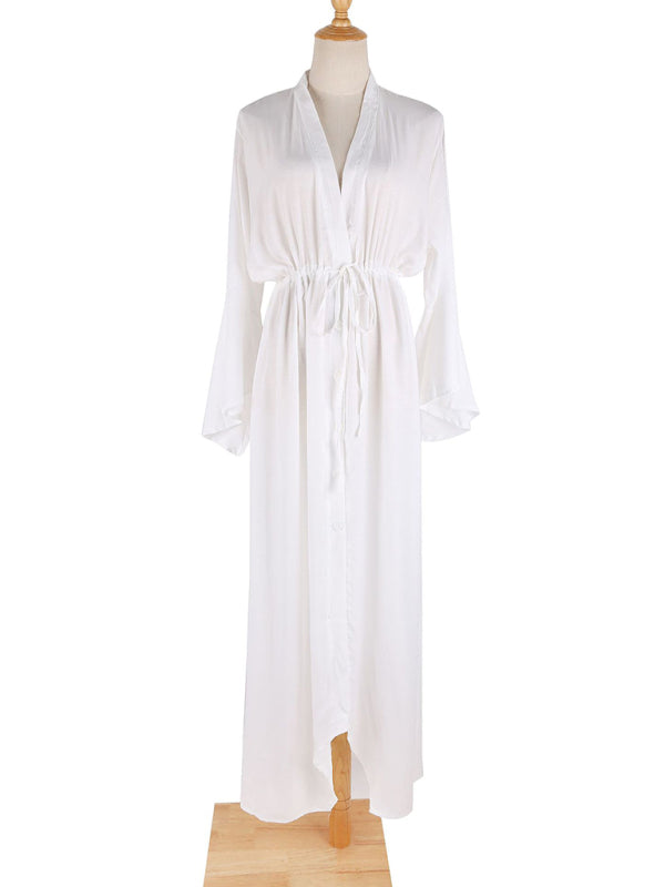 Trumpet Sleeve Long Cardigan Dress - Arabella's Couture 