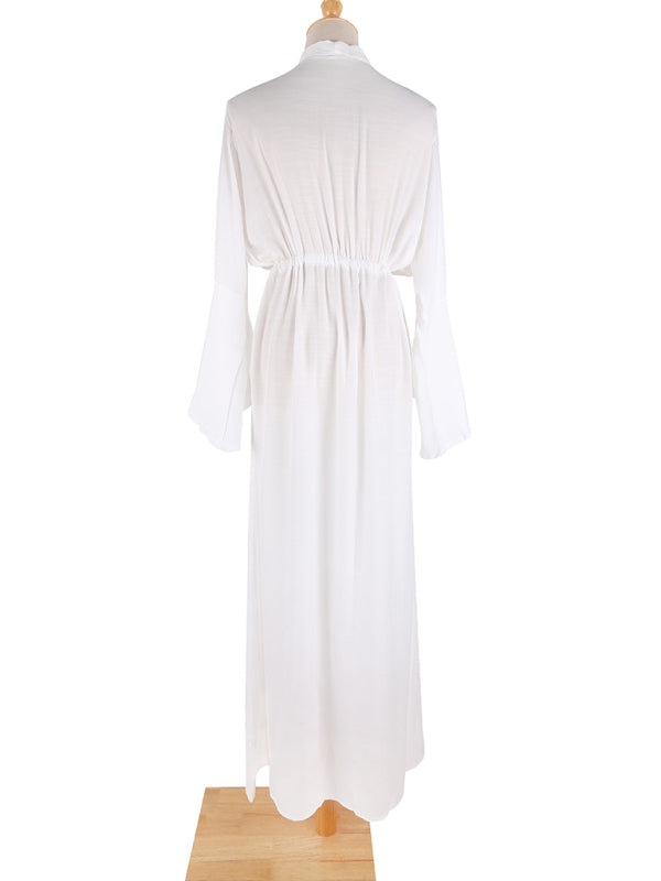 Trumpet Sleeve Long Cardigan Dress - Arabella's Couture 