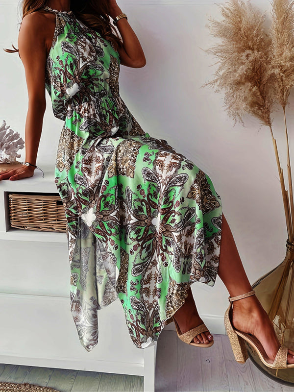 Bohemian Print Halter Neck Dress - Arabella's Couture 