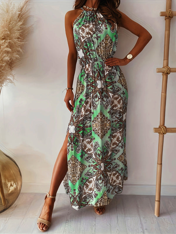 Bohemian Print Halter Neck Dress - Arabella's Couture 