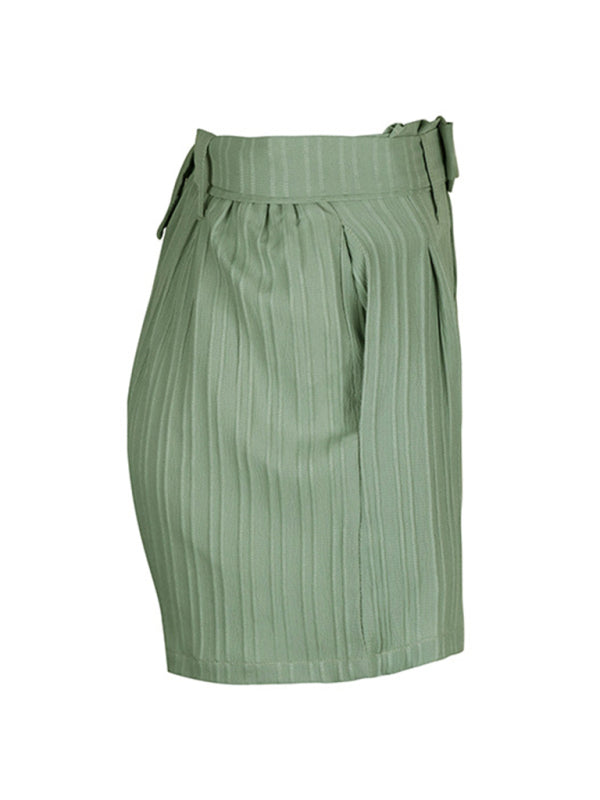 Green Pleated Shorts - Arabella's Couture 