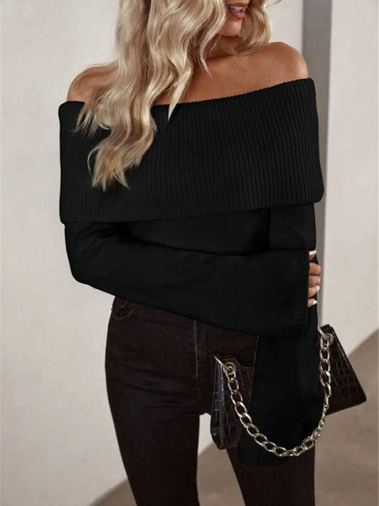 Off-shoulder Knitted Sweater - Arabella's Couture 