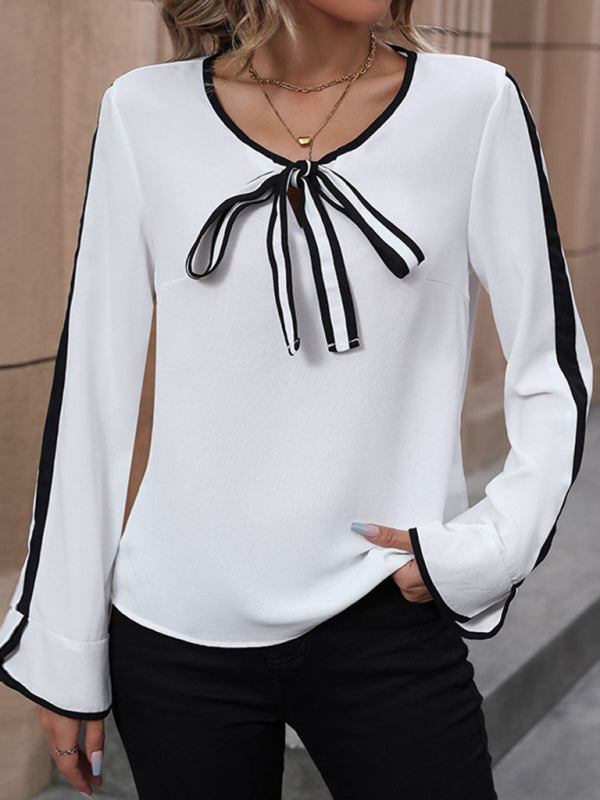 Lace-up Bow Long-sleeved Shirt