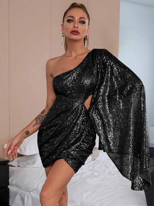 Black Sequin Cocktail Dress - Arabella's Couture 